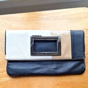 Nine West Black, White, and Tan Clutch